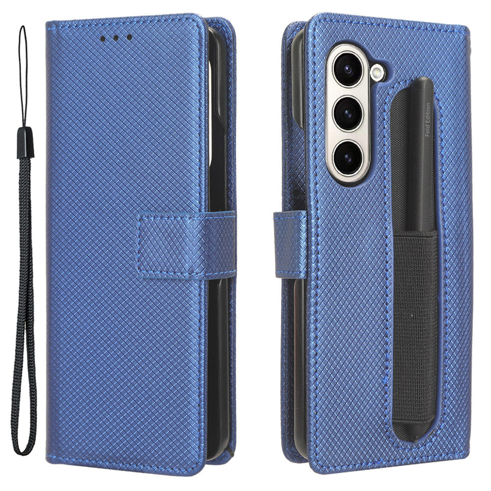 Leather Case for Samsung Galaxy Z Fold5 5G Diamond Texture Wallet Stand Phone Cover with Pen Slot Leather Case for Samsung Galaxy Z Fold5 5G Diamond Texture Wallet Stand Phone Cover with Pen Slot